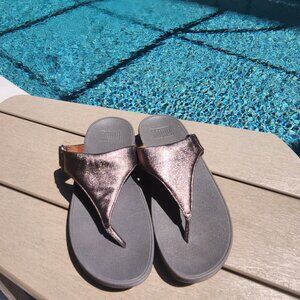 Fitflop Sarna Thong Wedge Sandal Pewter, Size 8